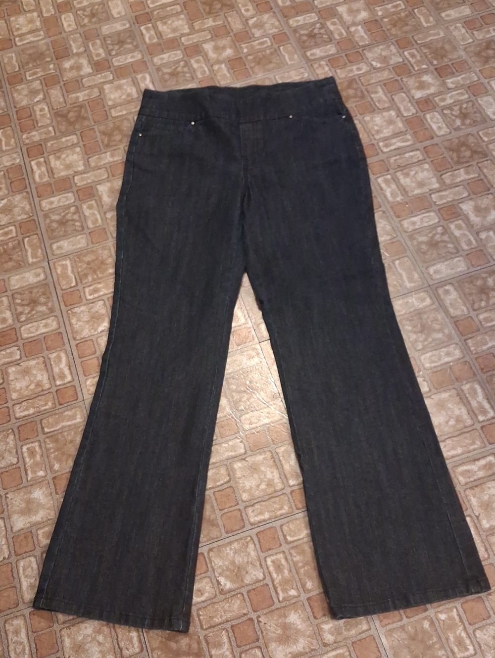 Denim&Co Dark Indigo Wide Leg Jeans Pull On Size 8